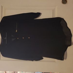 Sheer black top with gold buttons